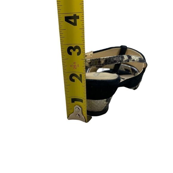 🔵Aquatalia Black Suede & Snakeskin Embossed Leather Wedge Sandals 7.5 - Picture 7 of 9